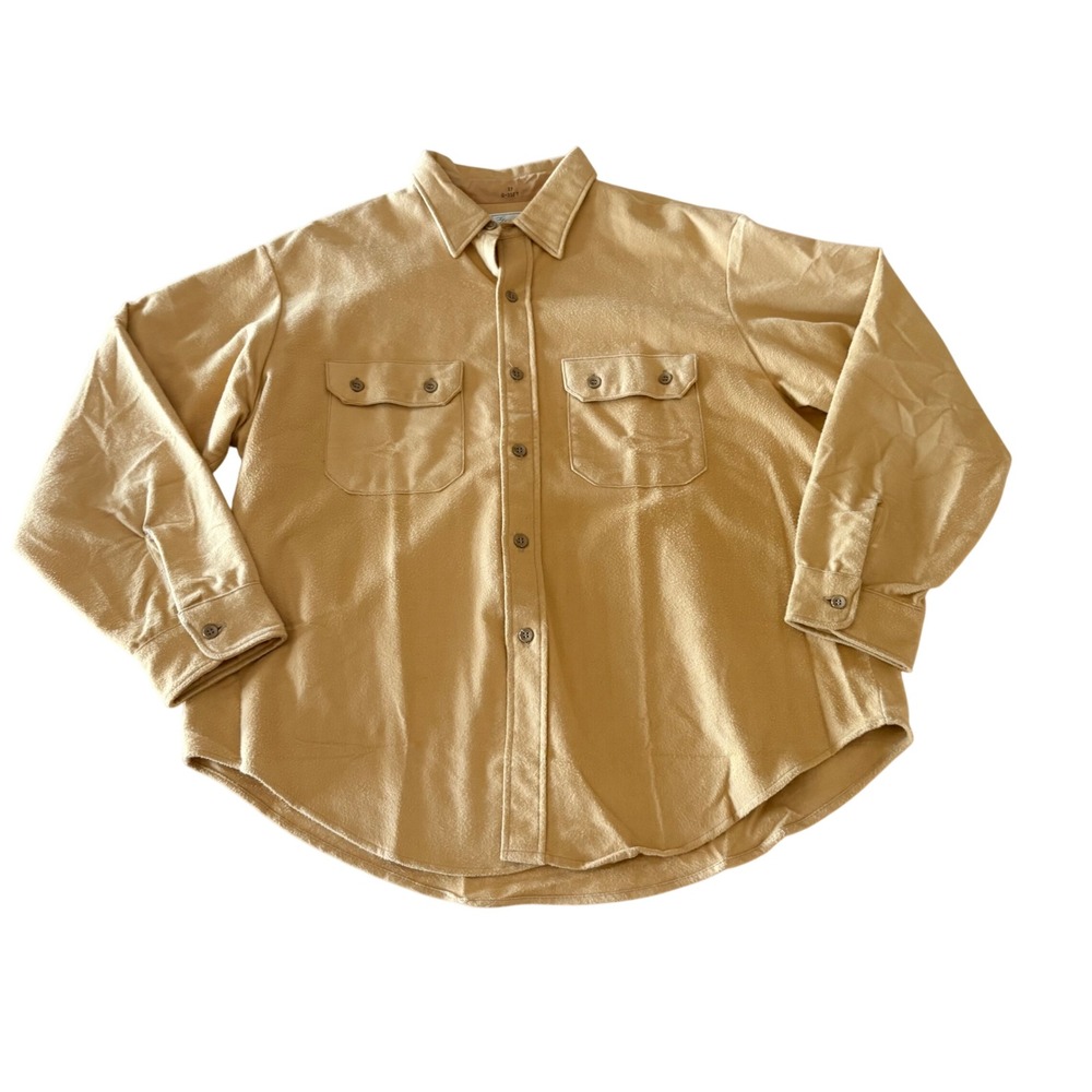Vintage Gokey St Paul Mens yellow Heavy Weight Cotton Chamois Shirt Sz 17 G351 T